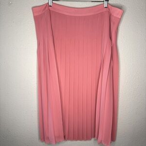 Ann Taylor Pleated Skirt Midi Polyester Lined Fitted Top Pink Women’s Size 18T